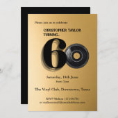 第60回バースデーパーティーシンプルのレコード 招待状 (正面/裏面)