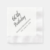 第60回バースデーパーティーパーソナライズされたナプキンス 縁ありカクテルナプキン (正面)