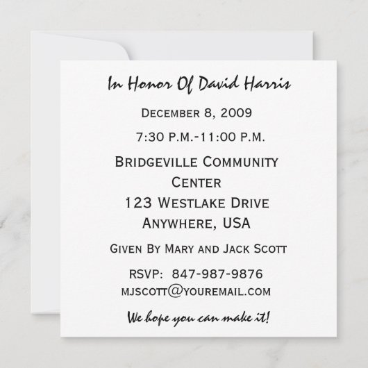 第60回バースデーパーティーパーソナライズされた招待状 招待状 (裏面)