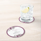 第60回バースデーパーティーパープルエレガントバラ ラウンドペーパーコースター (インサイチュ)