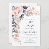 第60回バースデーパーティーピンクフローラ 招待状 (正面/裏面)