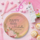 第60回バースデーパーティーピンクレッドフローラ園 ペーパープレート (パーティー)