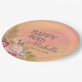 第60回バースデーパーティーピンクレッドフローラ園 ペーパープレート (アングル)