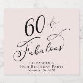 第60回バースデーパーティーピンク スパークリングワインラベル (シングルラベル)