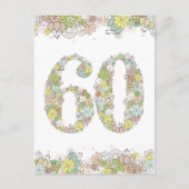 第60回バースデーパーティーレディースフラワーポストカード招待状 インビテーションポストカード (正面)