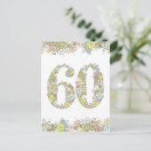 第60回バースデーパーティーレディースフラワーポストカード招待状 インビテーションポストカード (スタンド正面)