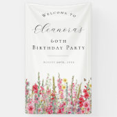 第60回バースデーパーティー威厳がある誕生フラワーウェルカム 横断幕 (縦)