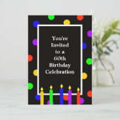 第60回バースデーパーティー招待用キャンドルカラフル 招待状 (スタンド正面)