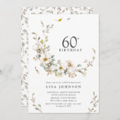 第60回バースデーパーティー水素朴色ワイルドフラワー 招待状 (正面/裏面)