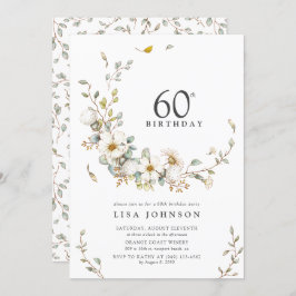 第60回バースデーパーティー水素朴色ワイルドフラワー 招待状