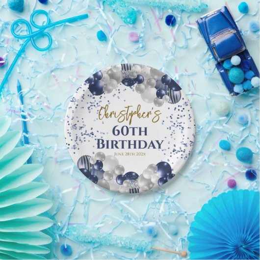 第60回バースデーパーティー海軍バルーン ペーパープレート (パーティー)