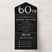 第60回バースデーパーティー白黒シンプルモダン オールインワン招待状 (内側)
