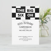 第60回バースデーパーティー白黒パタ市松模様にーン 招待状 (スタンド正面)