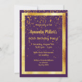 第60回バースデーパーティー紫の金ゴールド エレガント 招待状 (裏面)
