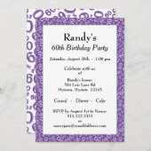 第60回バースデーパーティー紫/白の番号模様 招待状 (正面/裏面)
