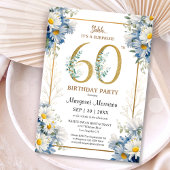 第60回バースデーパーティー金ゴールドエレガントデイジーフローラ 招待状