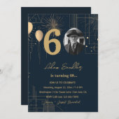 第60回バースデーパーティー風船と花火 招待状 (正面/裏面)