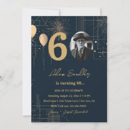 第60回バースデーパーティー風船と花火 招待状