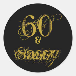 第60回バースデーパーティー60とサッシーブラック&金ゴールド ラウンドシール