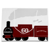 第60回パーソナライズされた蒸気列車の誕生日 ラージペーパーバッグ (正面)
