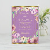 第60回パープルフローラ金ゴールド誕生日パーティーへの招待 招待状 (スタンド正面)