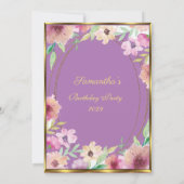 第60回パープルフローラ金ゴールド誕生日パーティーへの招待 招待状 (裏面)