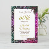 第60回ヒョウ柄の野生パープル誕生日 招待状 (スタンド正面)