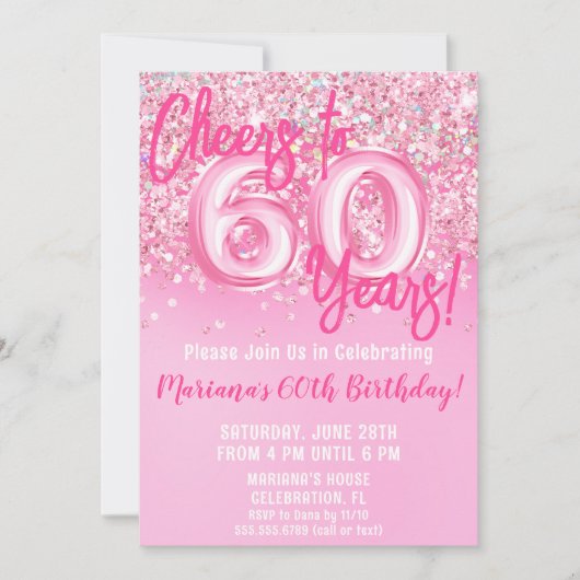 第60回ピンクグリッター誕生会 招待状 (正面)