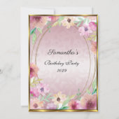 第60回ピンクフローラ金ゴールド誕生日パーティーへの招待 招待状 (裏面)