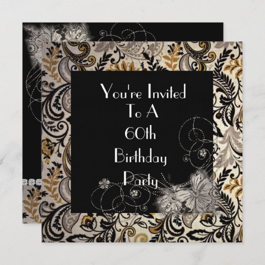 第60回女性誕生日招待状 招待状 (正面/裏面)