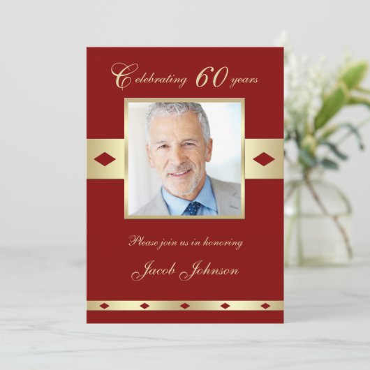 第60回生誕祭パーティー招待状ブルゴーニュ60 招待状 (スタンド正面)