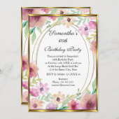 第60回白フローラ金ゴールド誕生日パーティーへの招待 招待状 (正面/裏面)