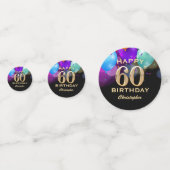 第60回誕生パーティーブラック&金ゴールド紙吹雪 コンフェッティ (正面)