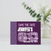 第60回誕生パーティー紫の幾何学模様 案内ポストカード (スタンド正面)