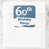 第60回誕生会ブルーパターンミッドナイト・アンド・ネイビー スクエアシール (バッグ)