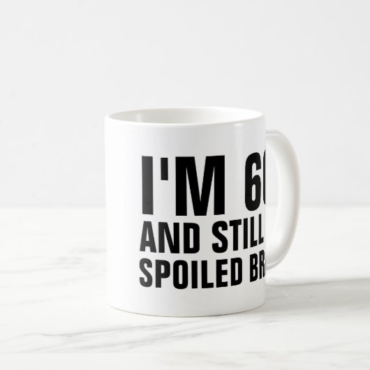 第60回誕生日おもしろいコーヒーマグ、ブラット コーヒーマグカップ (正面右)