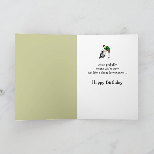 第60回誕生日おもしろい芝刈り機侮辱 カード (内部)