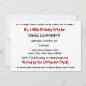 第60回誕生日パーティーの招待テンプレート 招待状 (裏面)