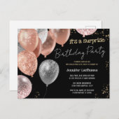 第60回誕生日パーティーグリッター風船 ポストカード (正面/裏面)