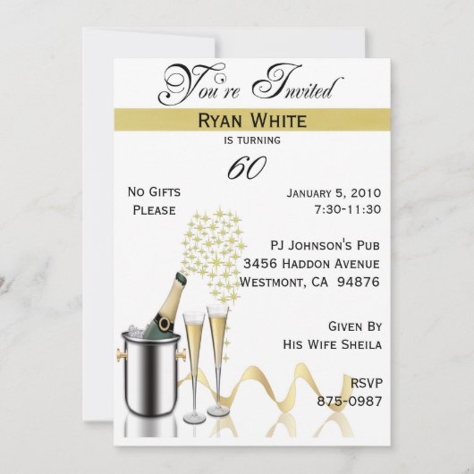 第60回誕生日パーティーパーソナライズされた招待状 招待状 (正面)