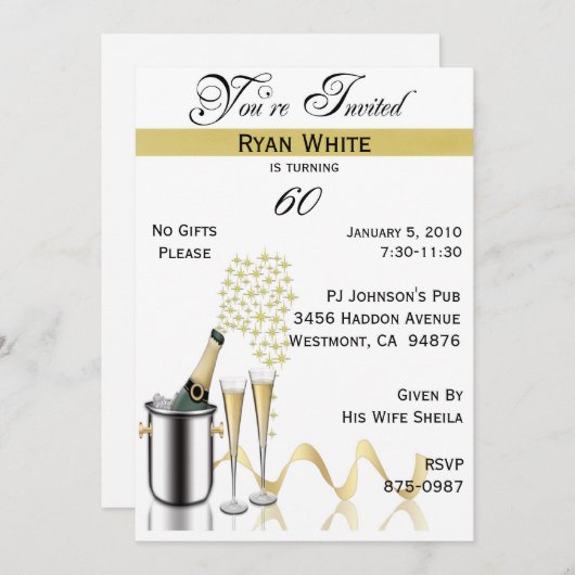 第60回誕生日パーティーパーソナライズされた招待状 招待状 (正面/裏面)