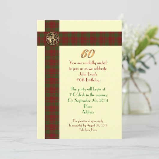 第60回誕生日パーティー招待の男のプレイドボーデ 招待状 (スタンド正面)