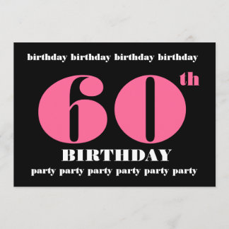 第60回誕生日パーティー招待テンプレートピンクブラック 招待状