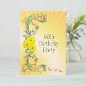 第60回誕生日パーティー招待(黄色い花) 招待状 (スタンド正面)