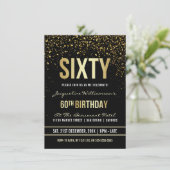 第60回誕生日パーティー | きらめく金ゴールド紙吹雪 招待状 (スタンド正面)