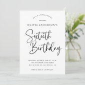 第60回誕生日パーティー | 白黒タイポグラフィ 招待状 (スタンド正面)