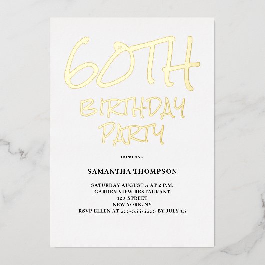 第60回誕生日パーティー 箔招待状 (正面)