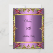 第60回誕生日パーティ華美ヴィンテージ薄紫フローラ 招待状 (正面)
