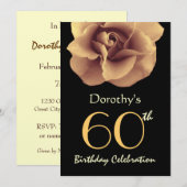 第60回誕生日パーテエレガントィー金ゴールドバラ 招待状 (正面/裏面)
