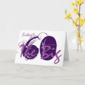 第60姉妹、白の紫色の文字のための誕生日 カード (黄色い花)